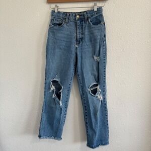 Universal Thread Woman's Size 6/28A Jeans Blue Denim Ripped Boho Cotton‎ Casual